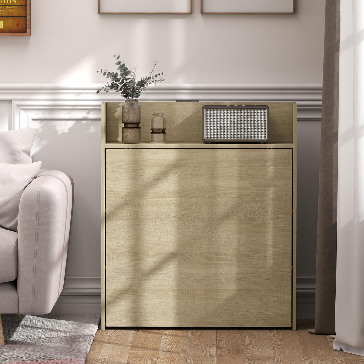 ESSTISCH Klappbar DE-08404 mit Regal, Industrie-Design, platzsparend Eiche - Eichefarben, Holzwerkstoff (91/78.5/93cm) - ComfortXL
