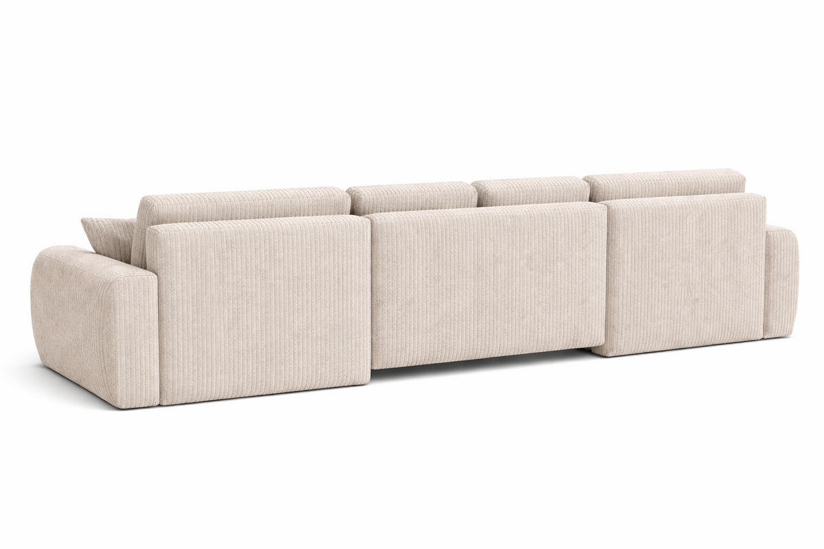 ECKSOFA Mit Schlaffunktion Und Bettkasten U-Form Ivo U, Cordstoff Poso, Beige - Beige, Holz (342/142cm) - Kaiser Möbel
