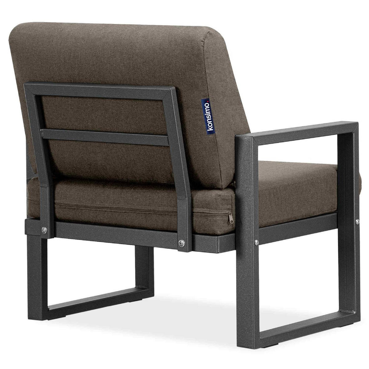 GARTENSESSEL FRENA ,Anthrazit|Beige - Anthrazit/Beige, Textil/Metall (70/65/60cm) - KONSIMO®