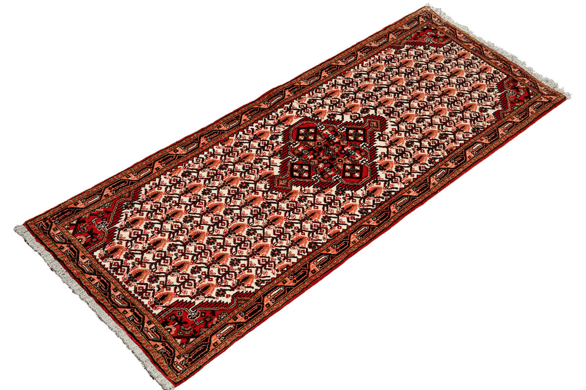 LÄUFER Orient handgeknüpft Assadabad Beige, Rot 185/74 cm Schurwolle - Beige/Rot, Textil (74/185cm) - Looma