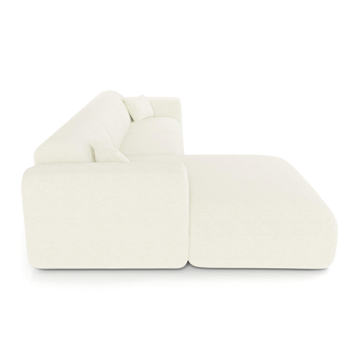 ECKSOFA LINKS SCHLAFSOFA Gerippter Samt Creme 280cm - Creme, Textil (165/280cm) - Sia Home