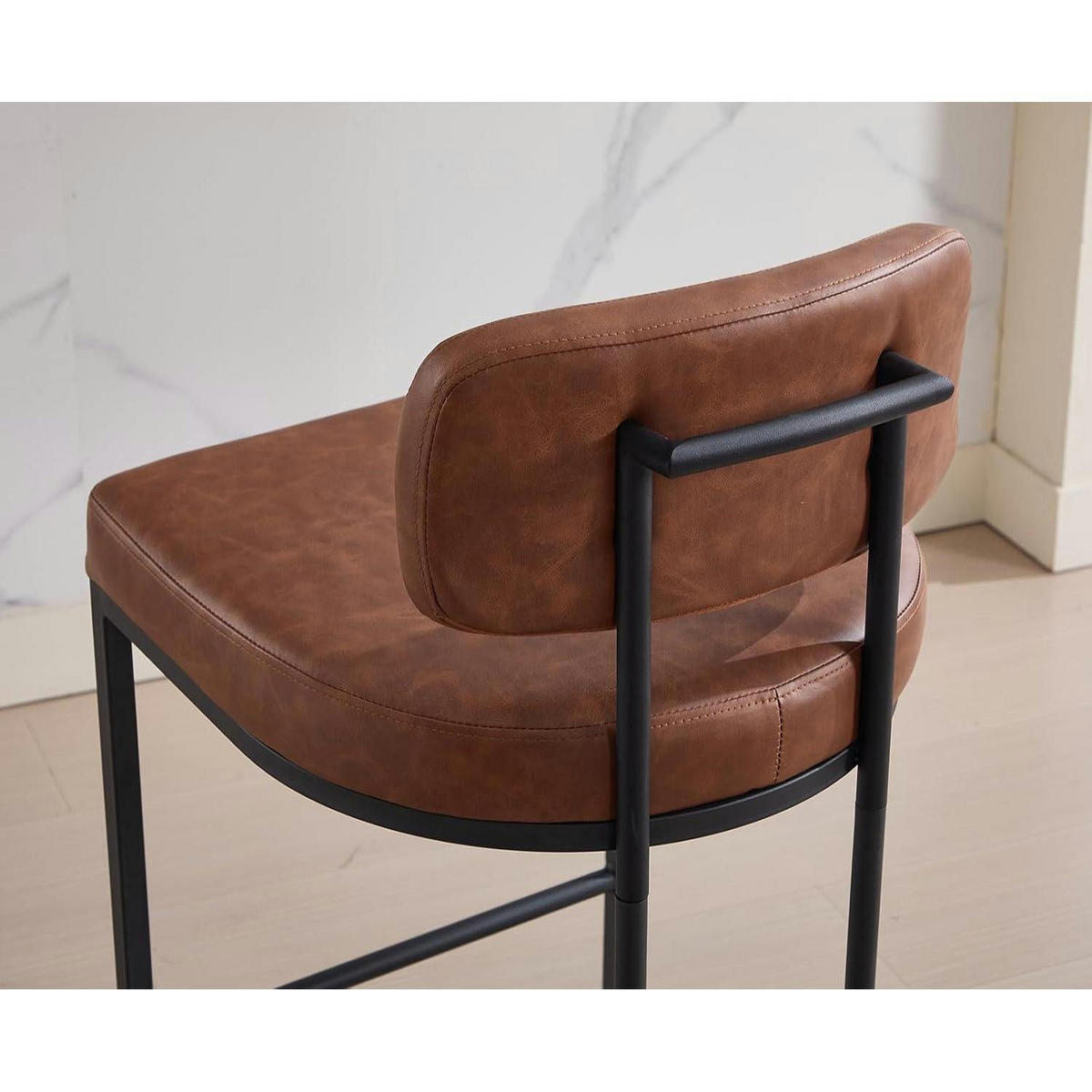 BARHOCKER 4er Set mit Rückenlehne Kunstleder Braun - Braun, Kunststoff (47/88.5/47.5cm)