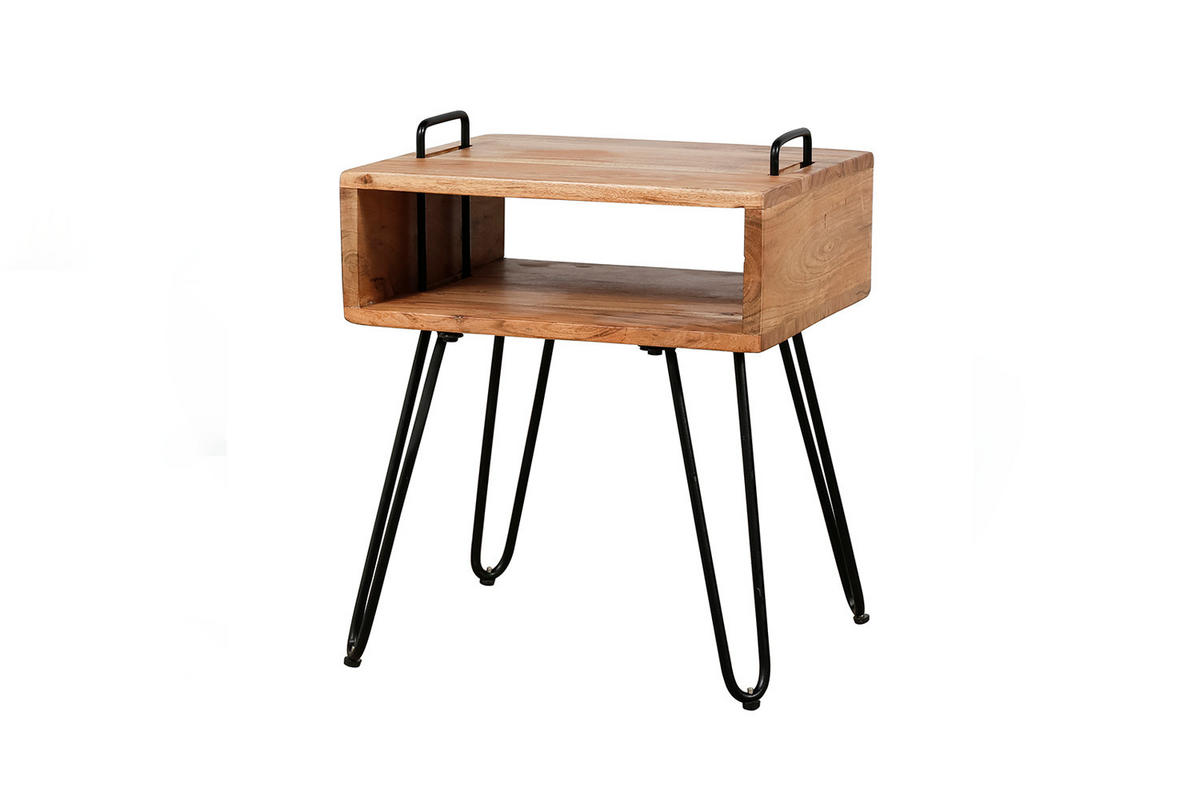 NACHTTISCH QARO Holz Akazie - Braun, Holz (40/48/34cm) - KAWOLA