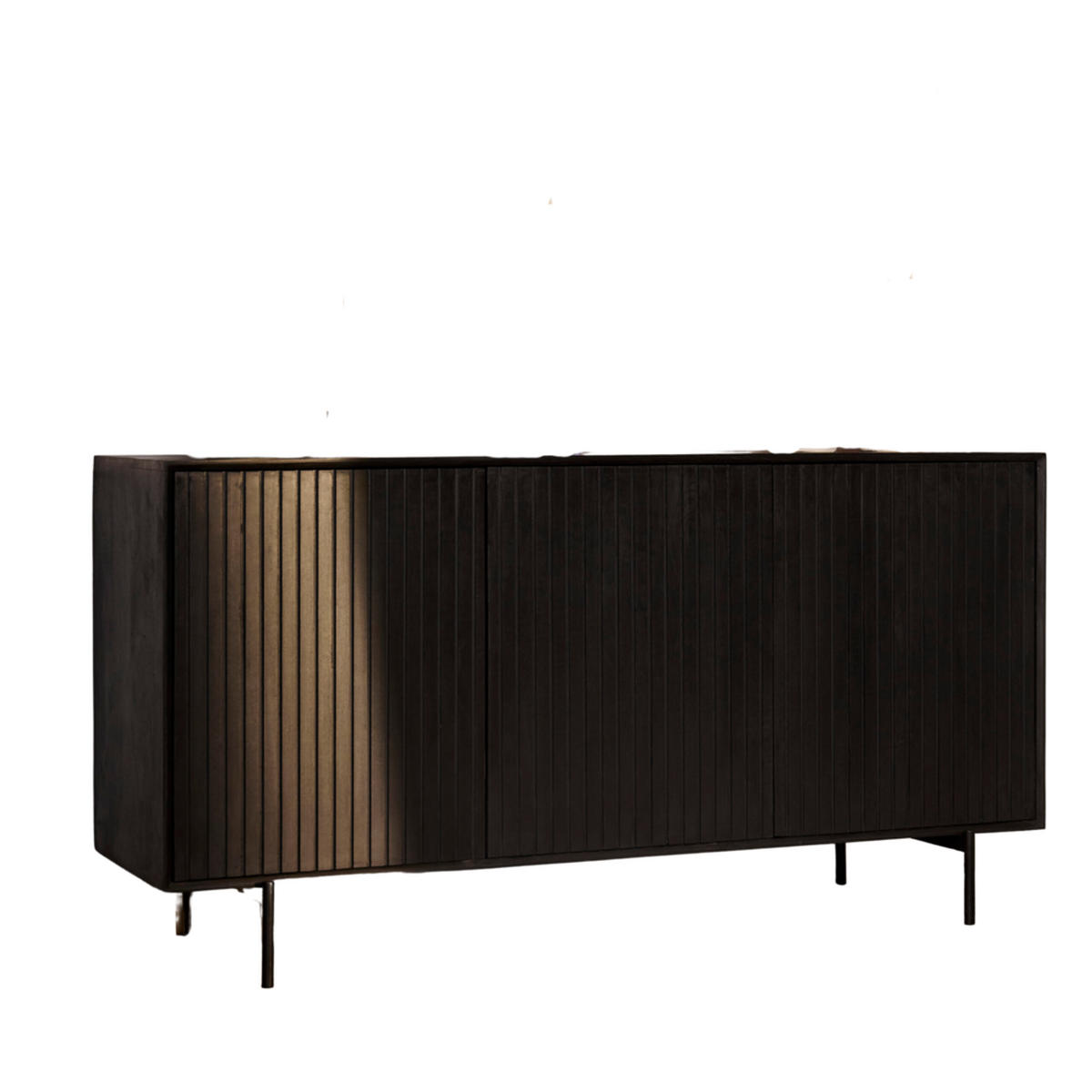 SIDEBOARD Dimora Mangoholz 210 cm / 45 cm Schwarz - Schwarz, Holz (210/85/45cm) - Villa Möbel