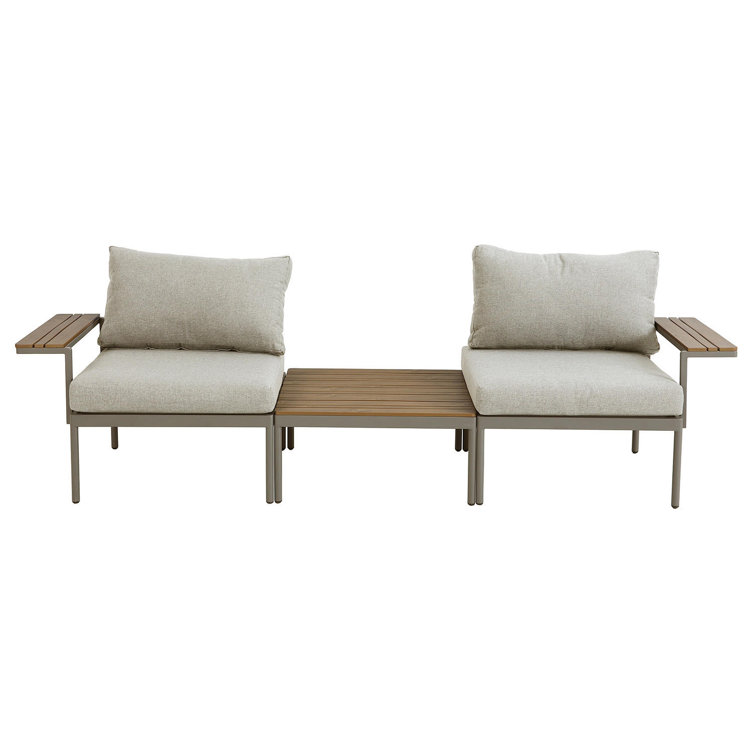 MODULARES LOUNGESET - 3-teilig - Stahl / Olefin - Beige, Kunststoff/Textil - home24