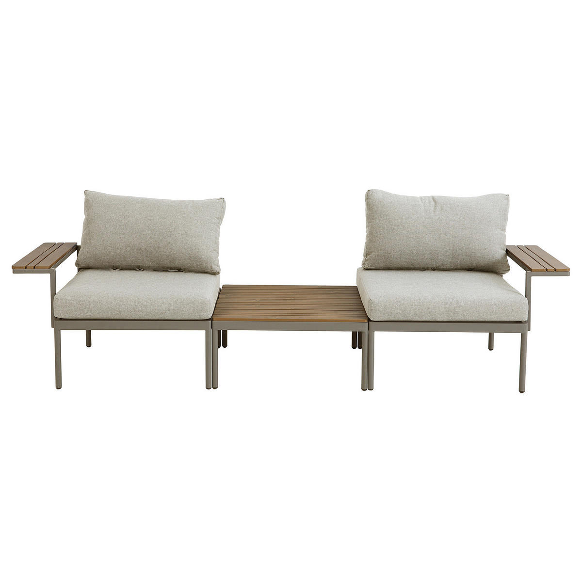MODULARES LOUNGESET - 3-teilig - Stahl / Olefin - Beige, Kunststoff/Textil - home24