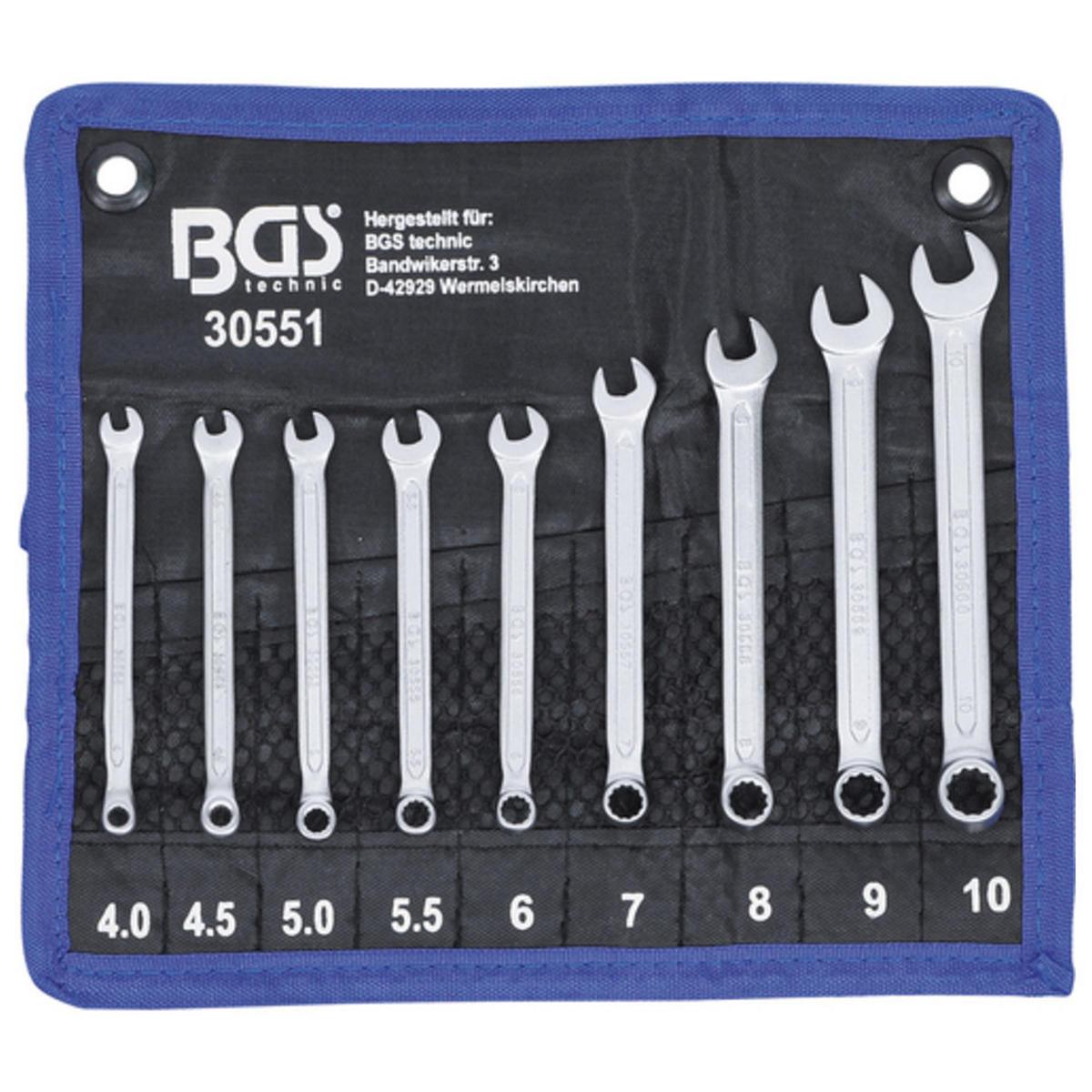 RING-MAULSCHLÜSSEL-SATZ SW 4-10 mm 9-tlg. - Multicolor, Kunststoff (300/230/25cm) - BGS technic
