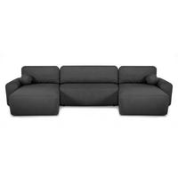 WOHNLANDSCHAFT Noel mit Schlaffunktion, Schwarz, Bouclé-Stoff - Schwarz, Holzwerkstoff (375/93/163cm) - Beautysofa