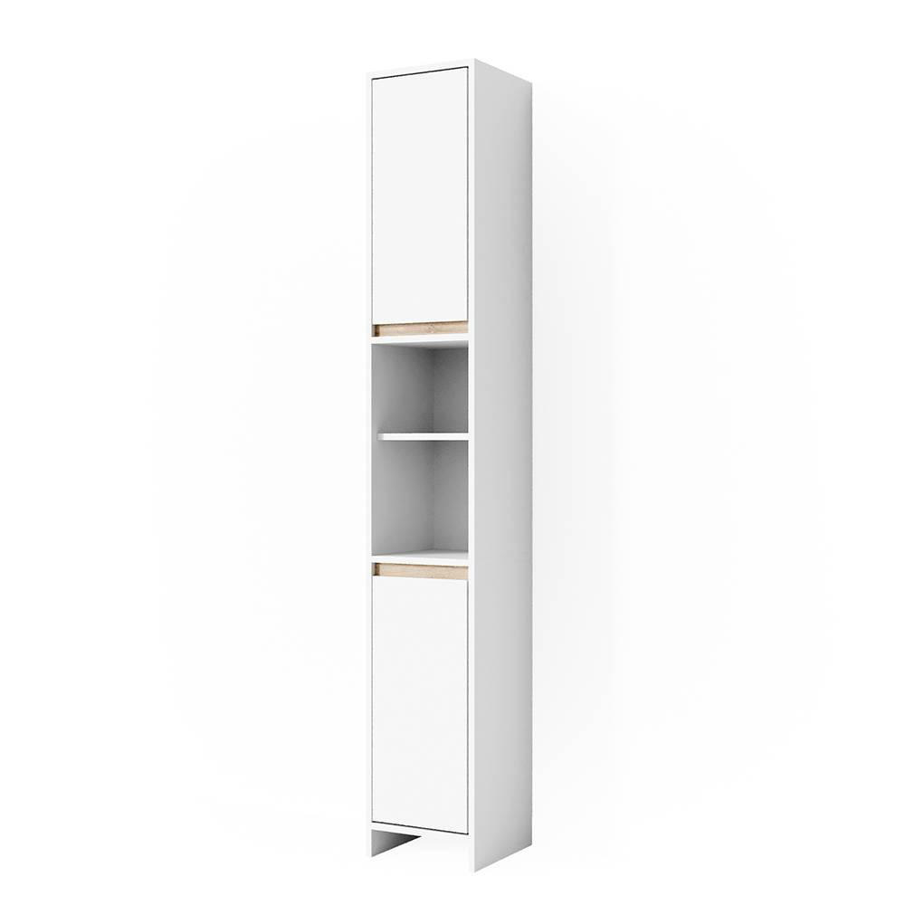 BADSCHRANK Emma Weiß/Sonoma 30 x 190 cm - Weiß/Sonoma Eiche, Holzwerkstoff (30/190/30cm) - Vicco