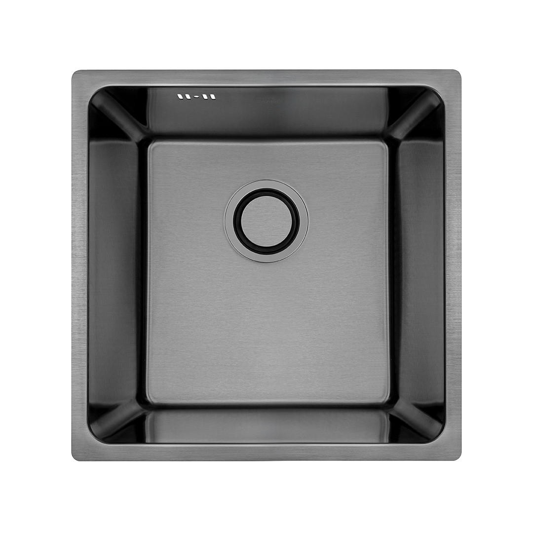 EINBAUSPÜLE Aden Graphitfarben, Einzelbecken, quadratisch, 44/44/20 cm - Graphitfarben, Metall (44/20/44cm) - bad land