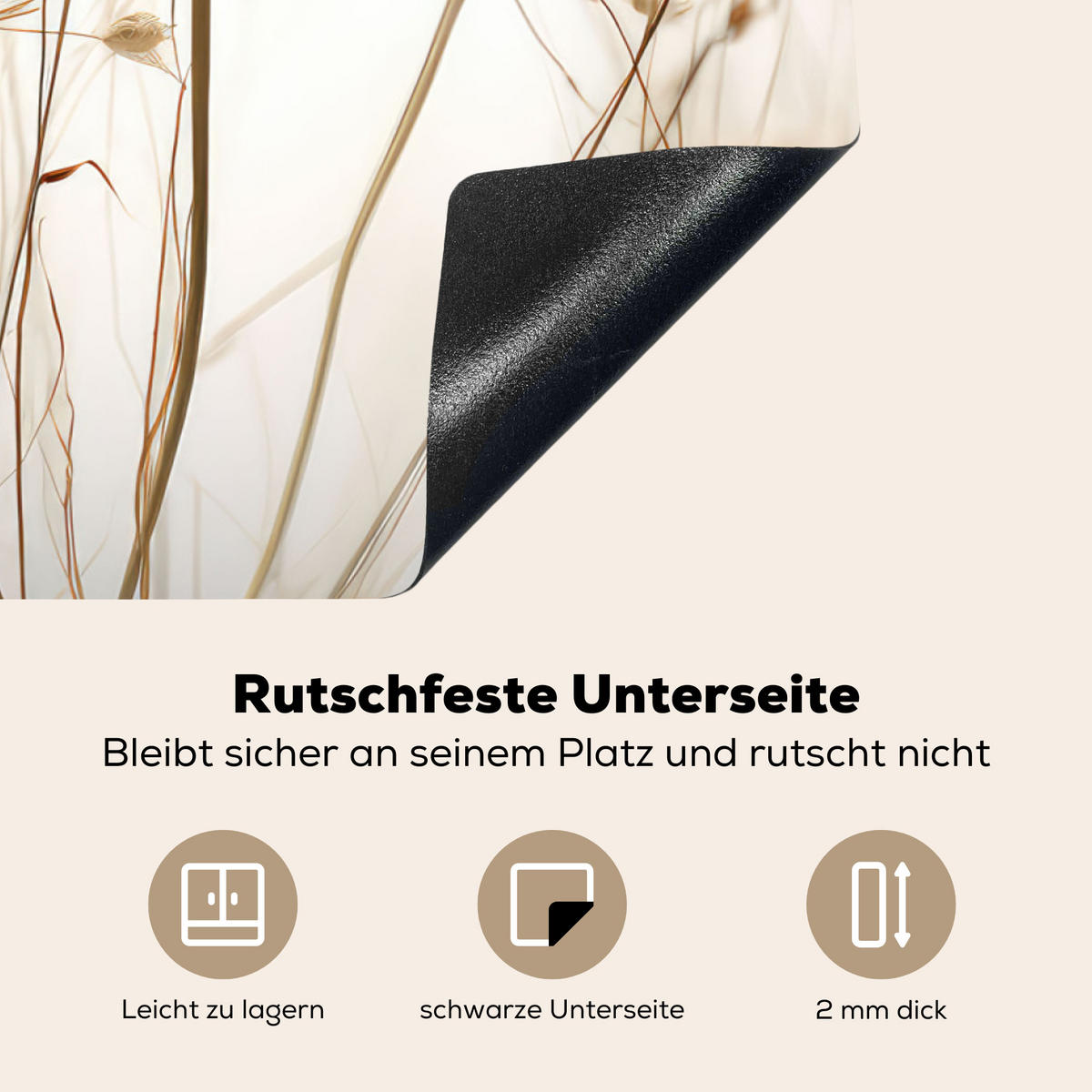 HERDABDECKPLATTE Blumen - Weiß - Sonnenlicht 77x51 cm - Ecru, Kunststoff (77/51/0.2cm) - MuchoWow