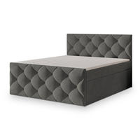 BOXBETT ROVARI 140x200 cm mit Matratze und Topper - Grau - Grau, Holz (140/200cm) - MASSENO