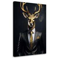 WANDBILD hirschtiere im anzug - Goldfarben, Textil (40/60cm) - Feeby