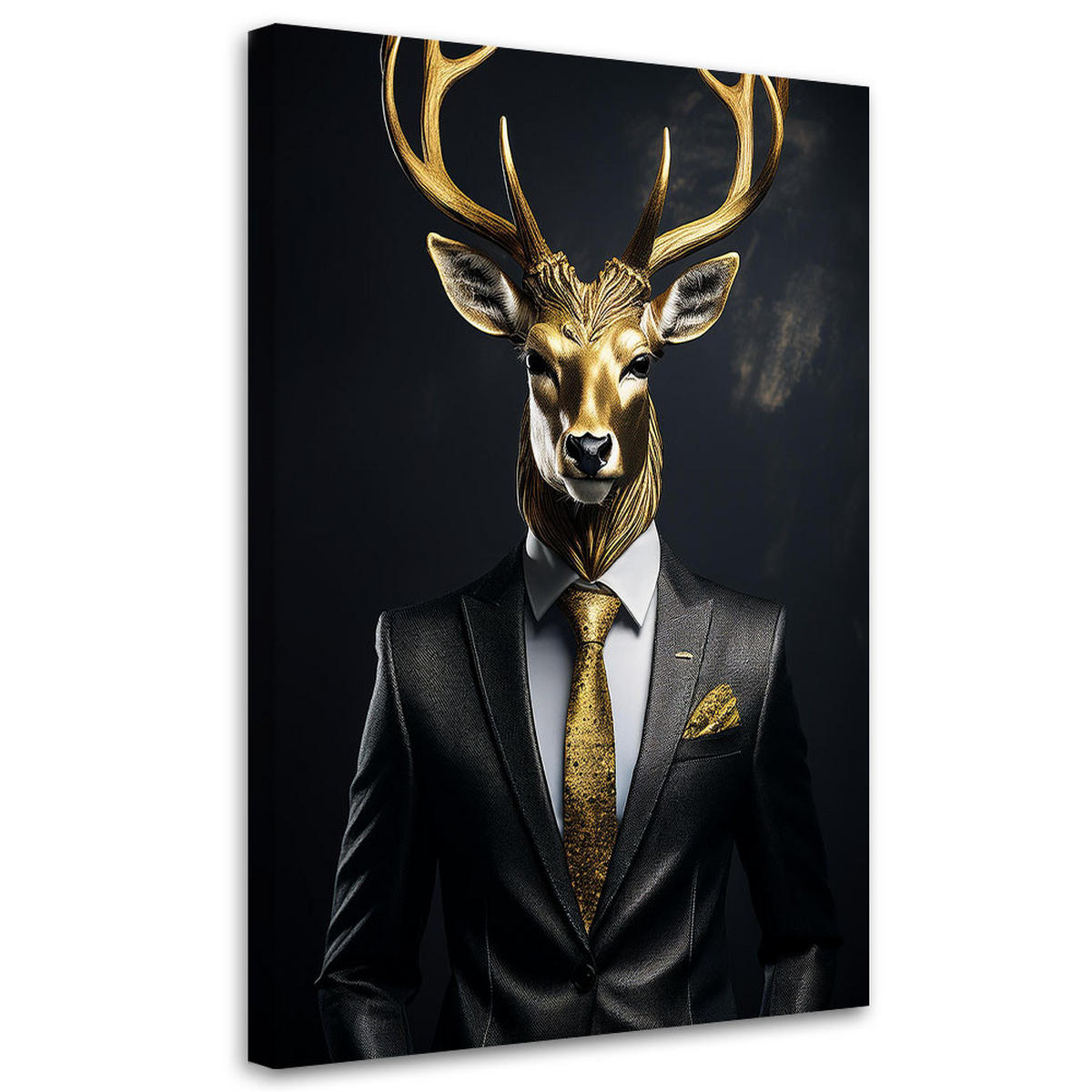 WANDBILD hirschtiere im anzug - Goldfarben, Textil (40/60cm) - Feeby