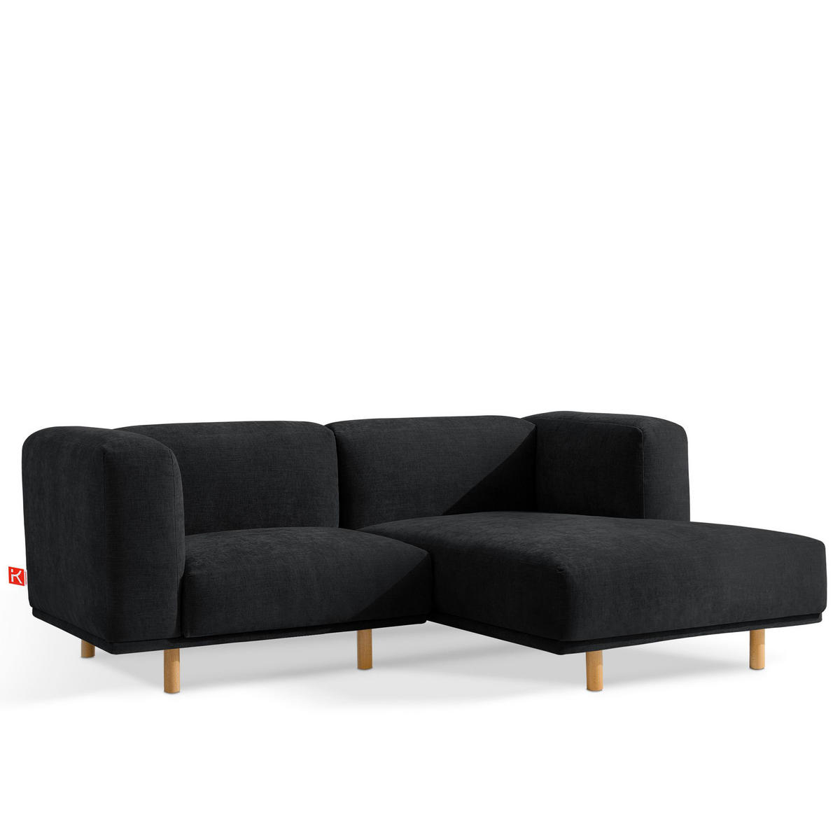 ECKSOFA-RECHTS FOSERO, Chenille-Stoff - Anthrazit/Buchefarben, Holz/Holzwerkstoff (204/155cm) - KONSIMO®