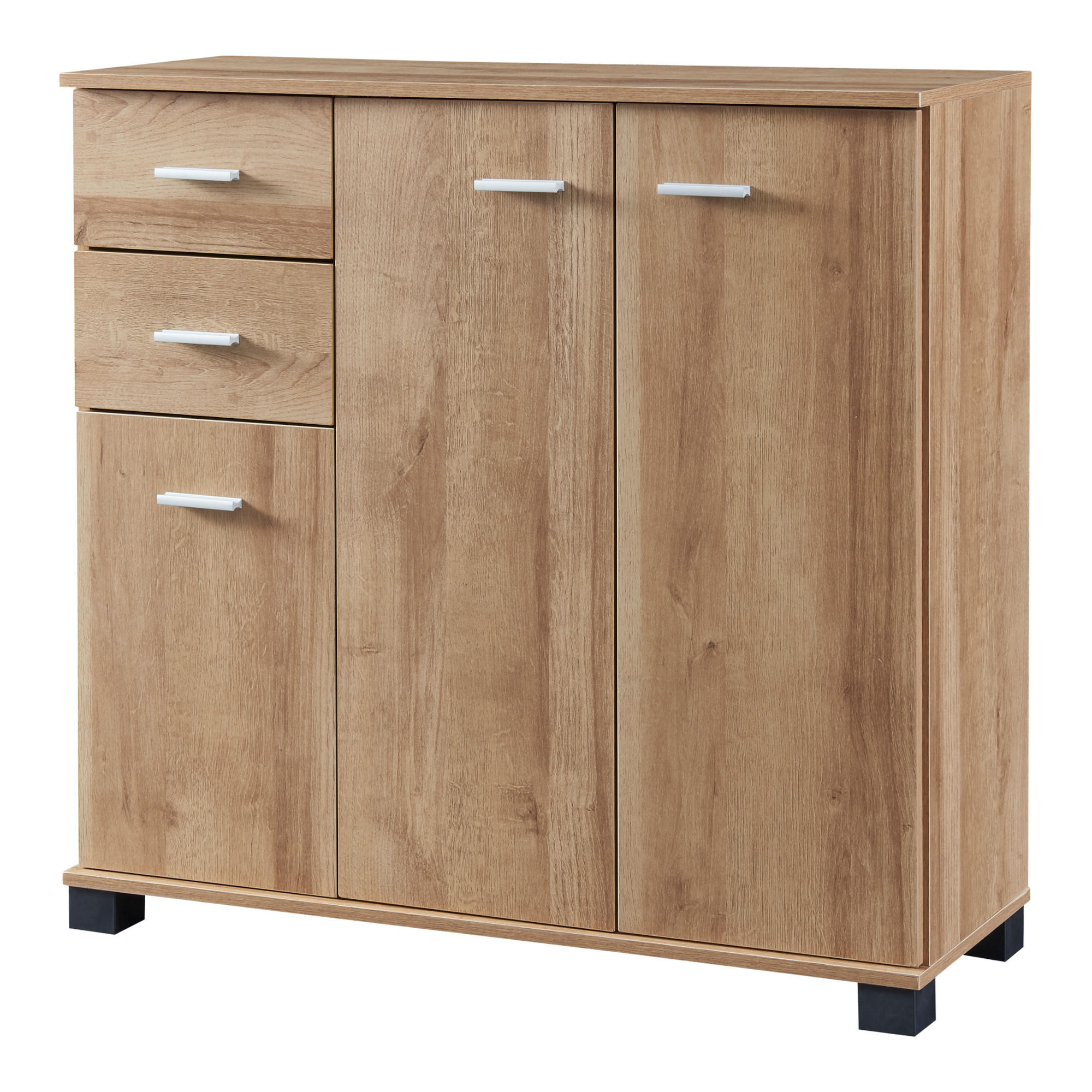 SIDEBOARD Crimla - Eichefarben, Holzwerkstoff (80/76/28cm) - [en.casa]