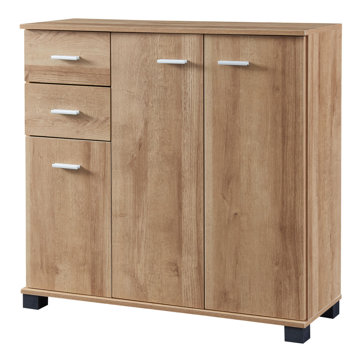 SIDEBOARD Crimla - Eichefarben, Holzwerkstoff (80/76/28cm) - [en.casa]