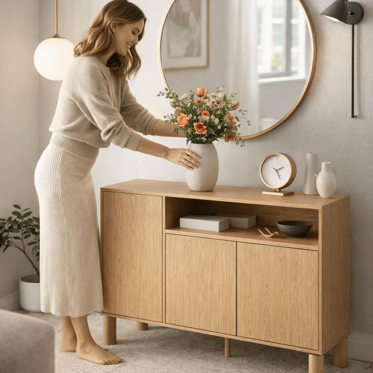 KOMMODE Sanden SN-2 140 x 91,6 x 40,6 cm Eiche Bookmatch - Eichefarben, Holz/Holzwerkstoff (140/91.6/40.6cm) - Koseto