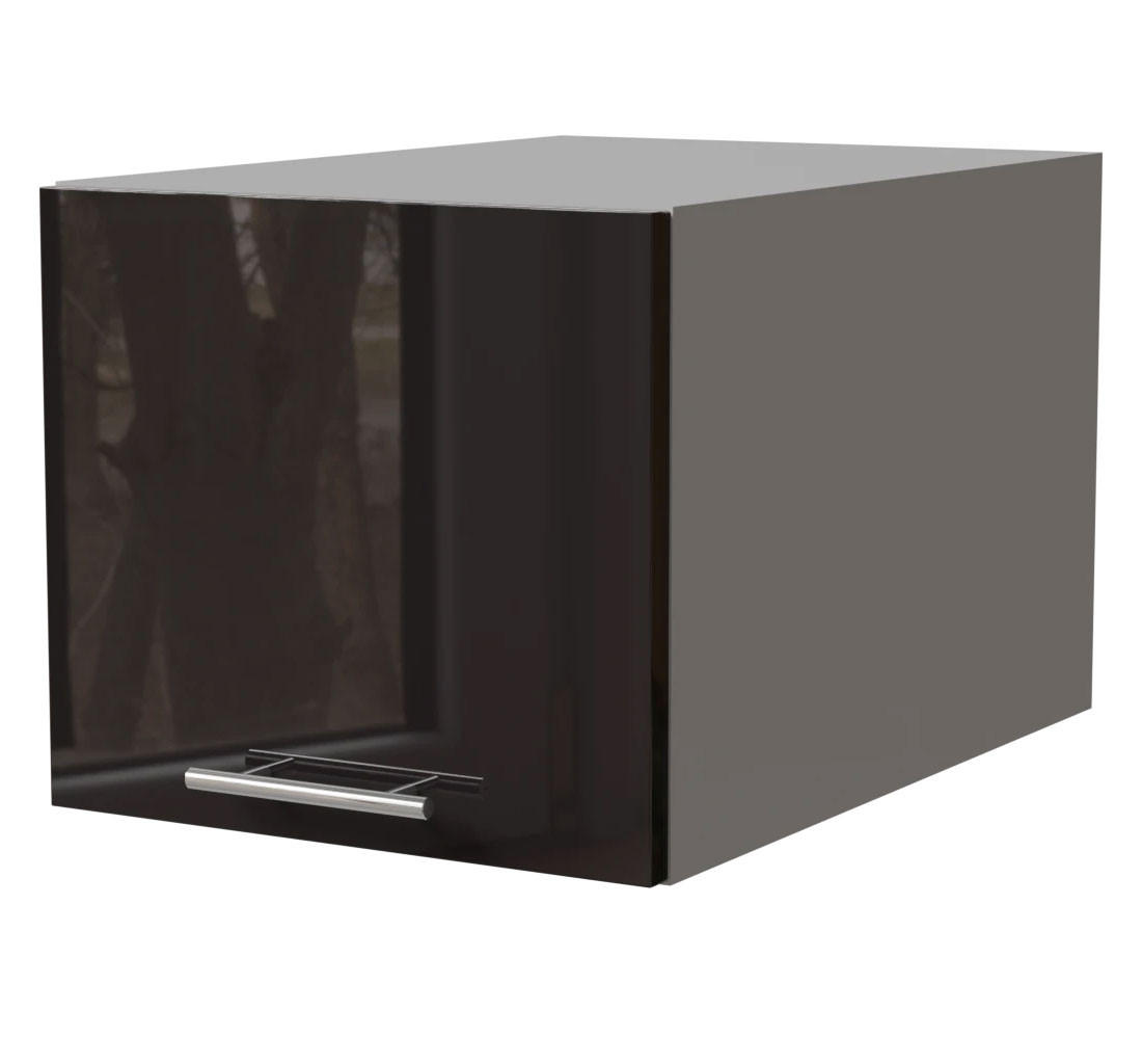 Feldmann-Wohnen Aufsatzschrank Schwarz Hochglanz, Grau 40x59x36 cm
