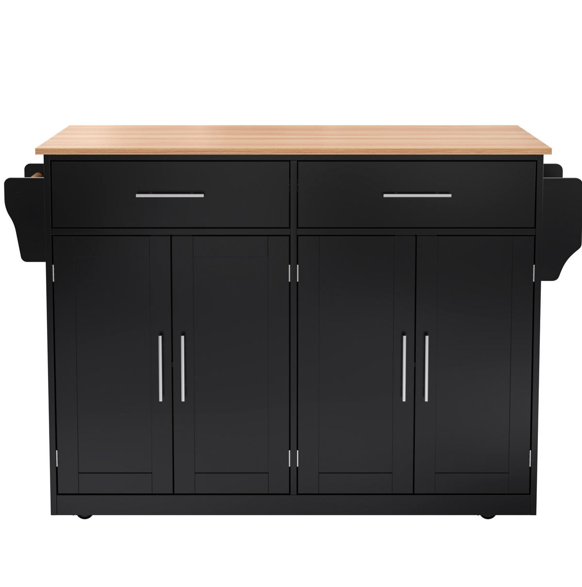 KÜCHENWAGEN mit klappbarer Tischplatte 120 x 46/70 x 91,5 cm Schwarz/Natur - Schwarz, Holz (71/91.5/120cm) - Beauniv