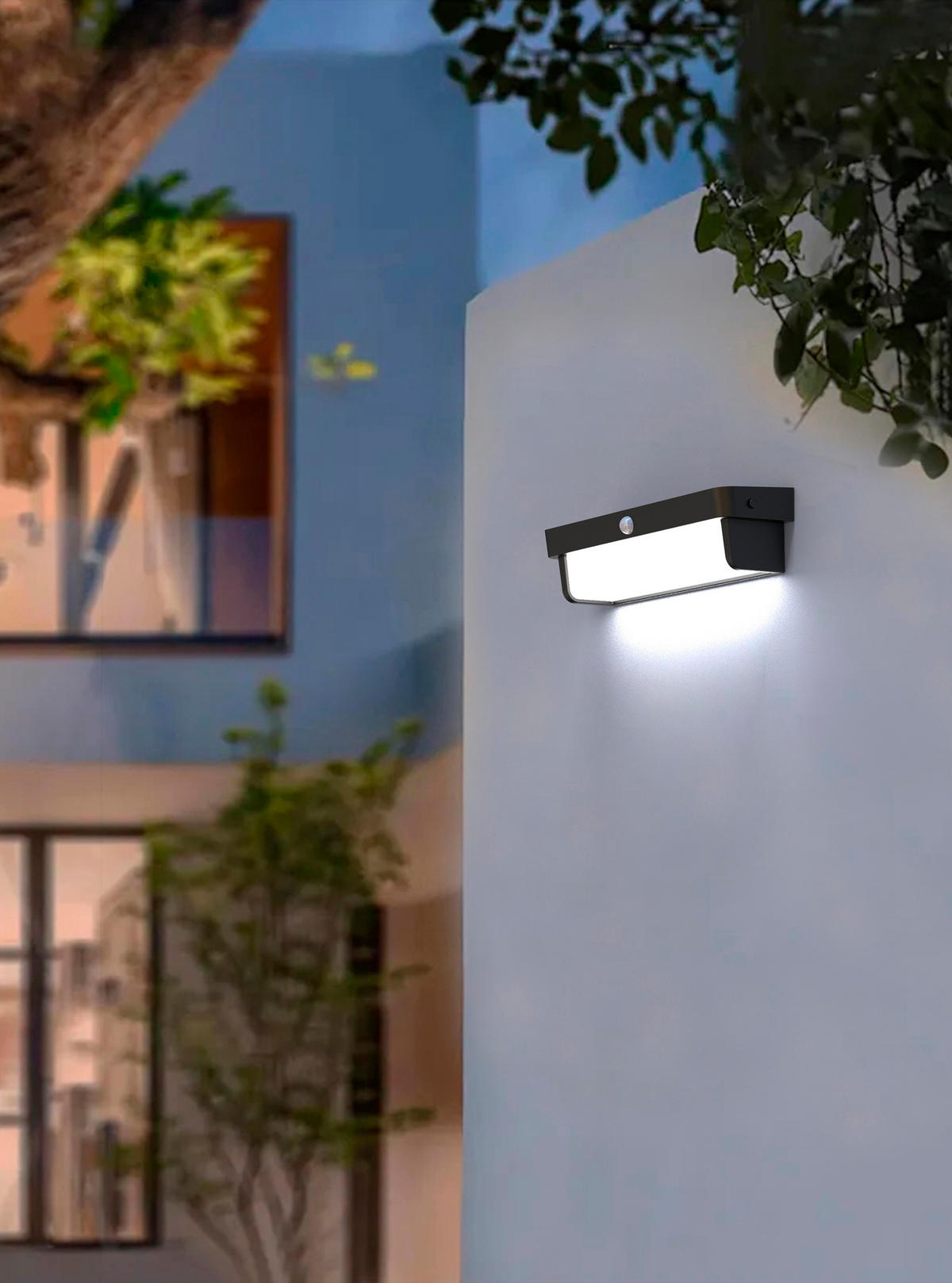 ALUMINIUM-SOLAR-WANDLEUCHTE Outdoor mit Bewegungsmelder IP54 dimmbar - Schwarz, Metall (7.6/30/8.5cm) - Northpoint