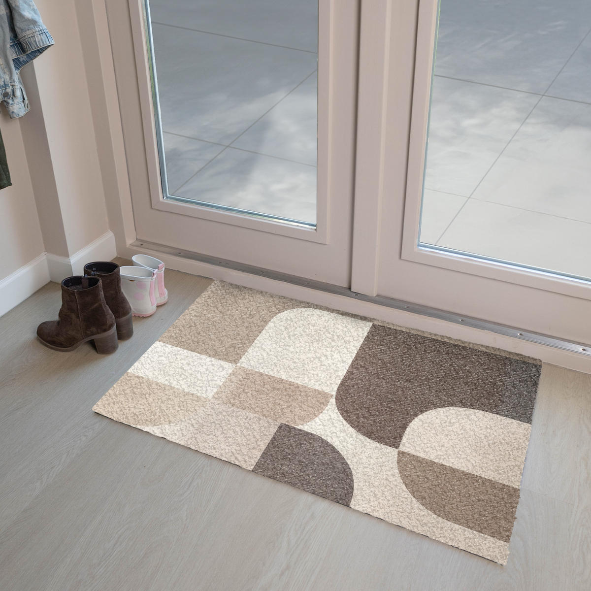 FUSSMATTE Geometrisch - Gewebte Struktur - Modern Fußabtreter 90x60 cm - Beige, Kunststoff (90/60cm) - MuchoWow