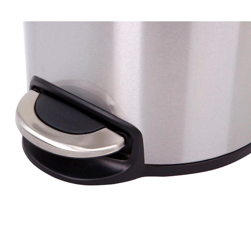 MÜLLEIMER Mit Stilvollem Pedal & Deckel & Kunststoffinneneimer 12 Liter Matt Edelstahl - Silberfarben, Metall (24.8/40/32.5cm) - PROREGAL