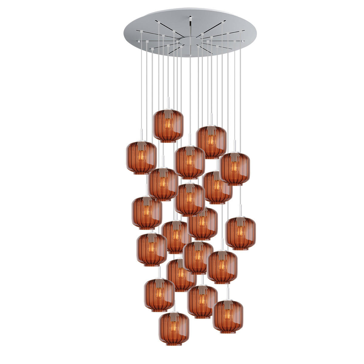 GALERIELEUCHTE Velo 20-flammig Braun Ø 20cm - Braun/Weiß, Glas (20/20/20cm) - s.luce