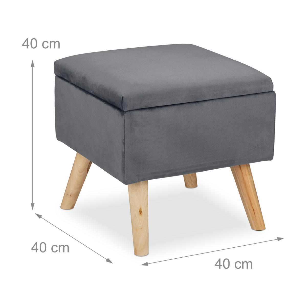 SAMTHOCKER - Anthrazit, Holz/Holzwerkstoff (40/40/40cm) - Relaxdays