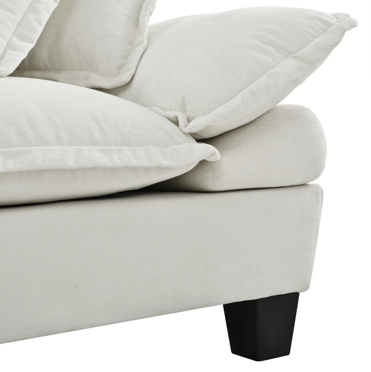 WOHNLANDSCHAFT aus Chenille 323x151x90 cm Beige mit USB-Anschluss, Stauraum, Getränkehaltern und 2 Ottomane - Beige, Textil (323/90/151cm) - Modfu