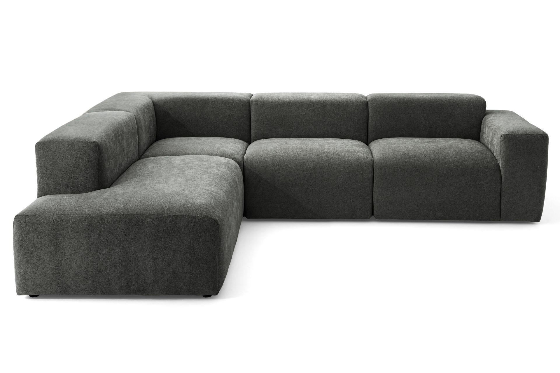 4-SITZER modulares Ecksofa HEAVEN SET 2 Links, Breite 300 cm Webstoff Dunkelgrau - Dunkelgrau/Schwarz, Holz/Kunststoff (300/245cm) - Muffo