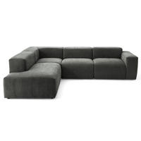 4-SITZER modulares Ecksofa HEAVEN SET 2 Links, Breite 300 cm Webstoff Dunkelgrau - Dunkelgrau/Schwarz, Holz/Kunststoff (300/245cm) - Muffo