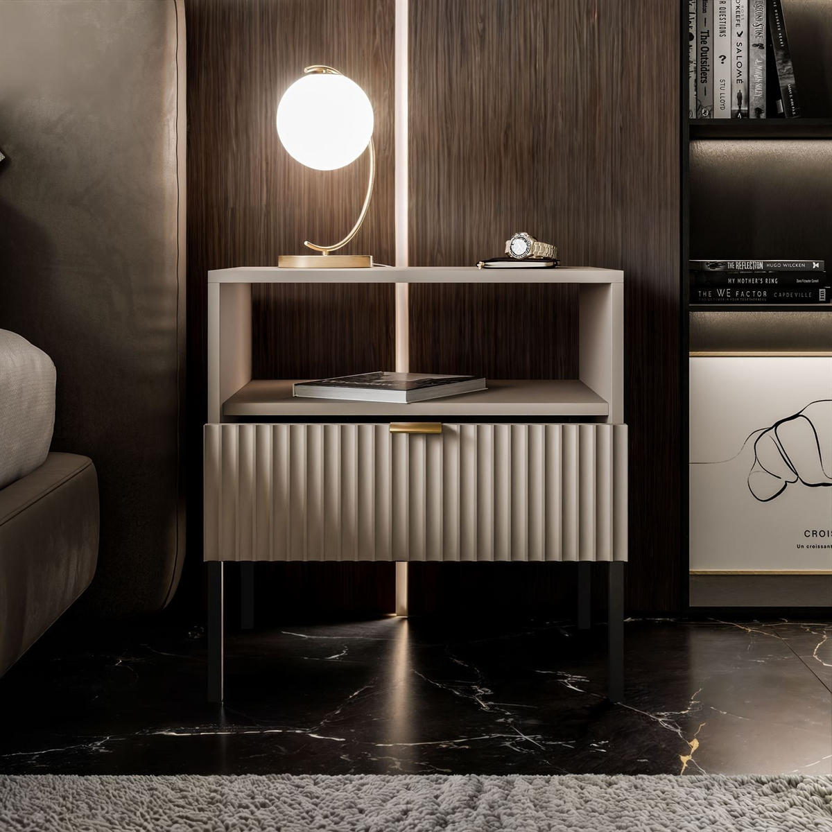 NACHTTISCH CORTADO S54 KASCHMIR - Beige, Holzwerkstoff (54/56/39cm) - Lookway
