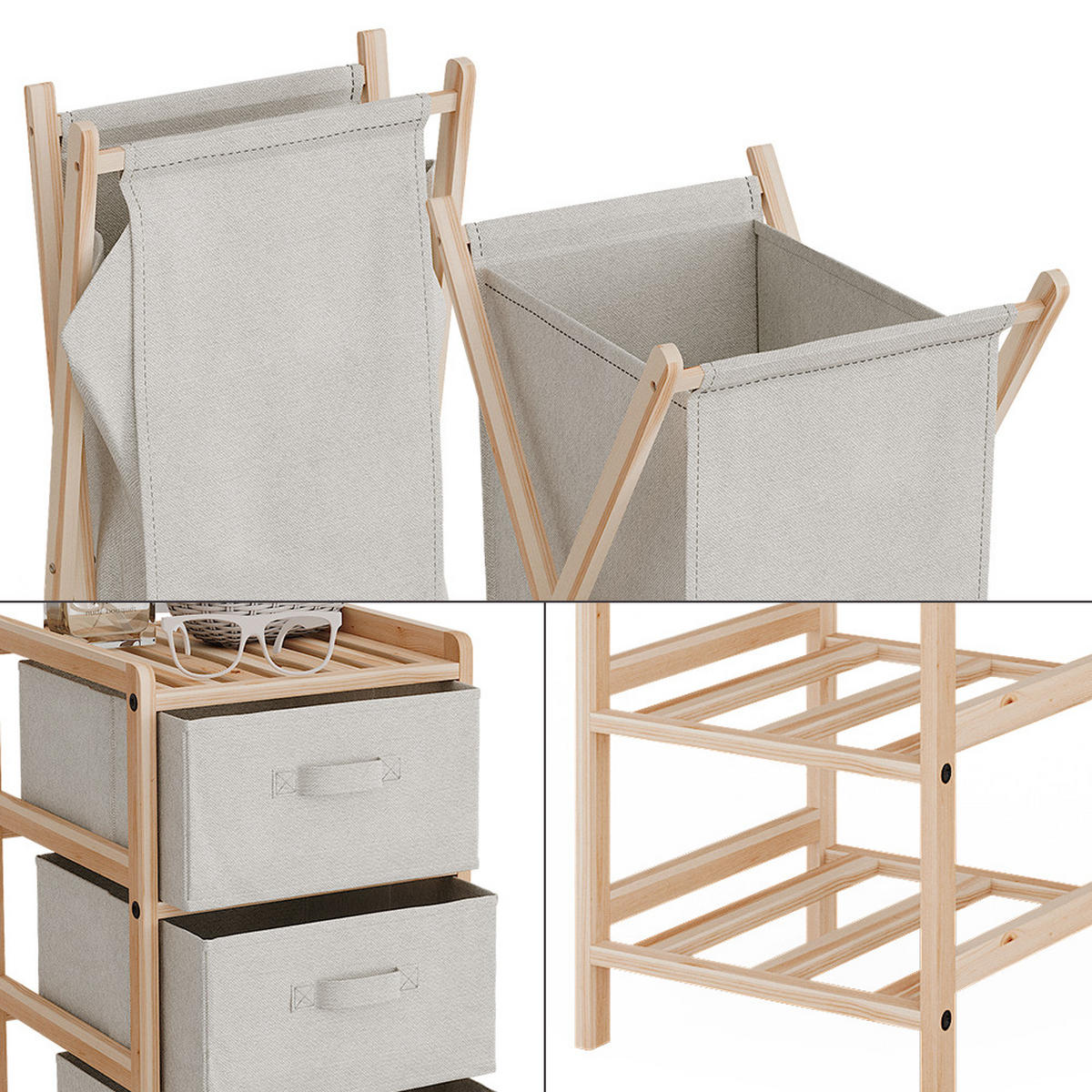 BADMÖBEL-SET Bruno Beige 3 Teile - Beige/Naturfarben, Holzwerkstoff (34.5/86/36.5cm) - Vicco