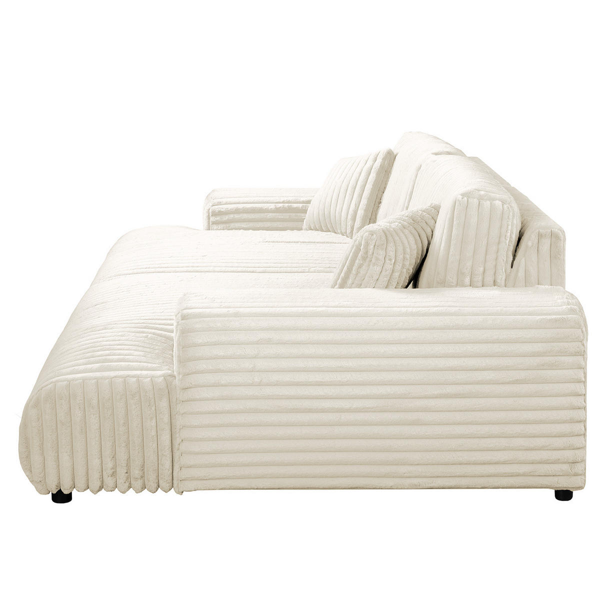 BIGSOFA - Creme/Schwarz, Kunststoff/Textil (237/79/144cm) - home24