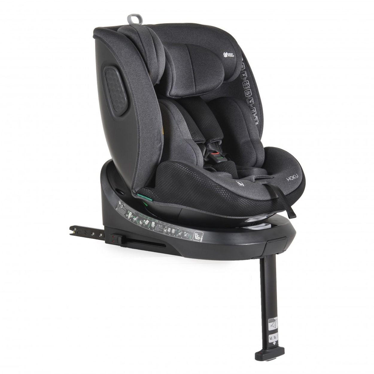 KINDERSITZ Hoku i-Size schwarz (40-150cm) Gruppe 0+/1/2/3, Isofix, Stützfuß - Schwarz, Kunststoff (44/60/52cm) - Cangaroo