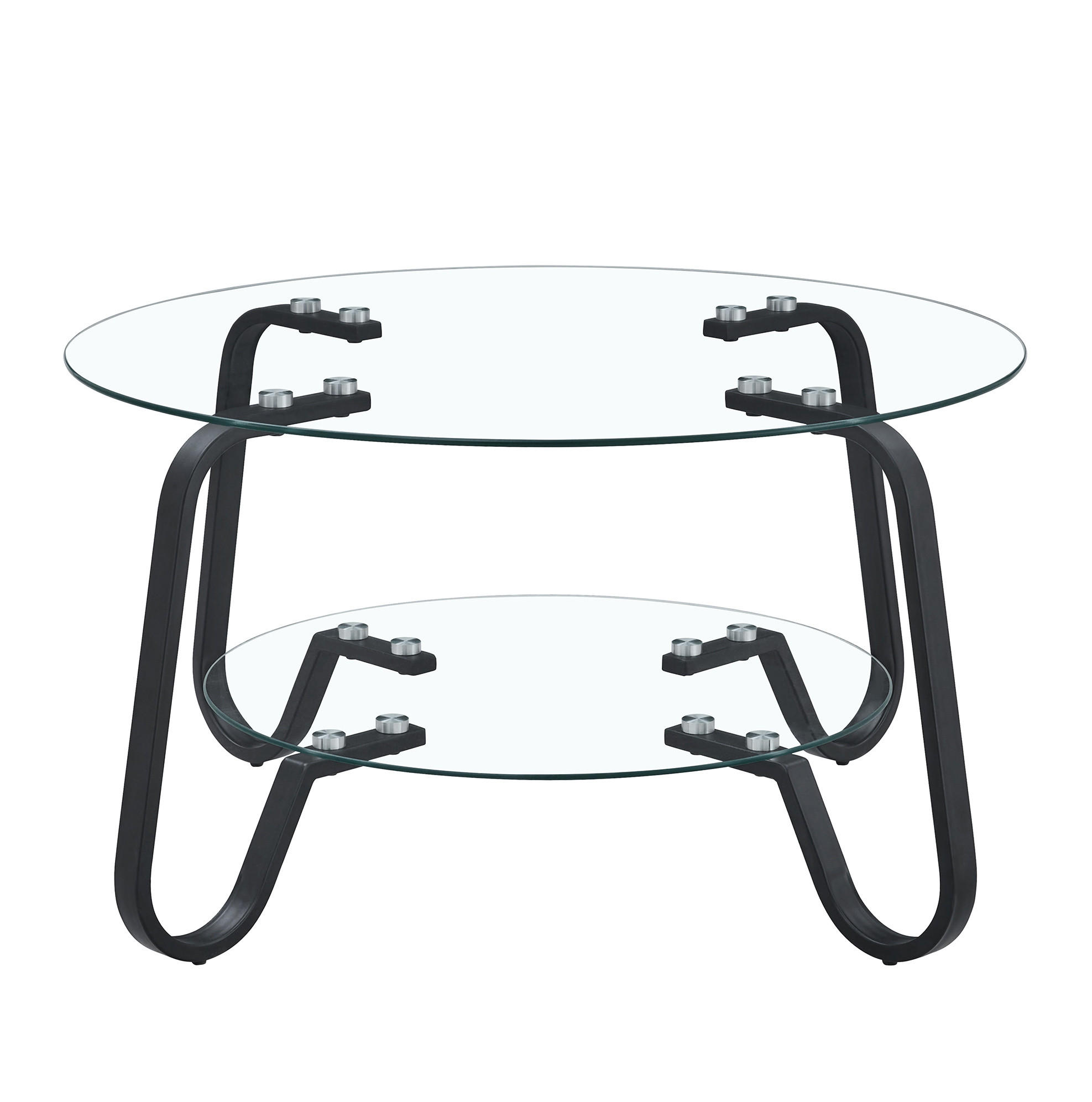 KONFERENČNÍ stolek z kovu, černý, kulatý se dvěma úrovněmi,80/80/45 cm - černá, kov (80/80/45cm) - BEAOK