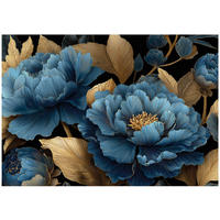 FOTOTAPETE Blumen Blätter Blau 350x250 cm - Multicolor, Papier (350/250cm) - Wallarena