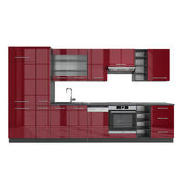 KÜCHENZEILE Fame-Line Bordeaux Hochglanz/Anthrazit 355 cm ohne AP - Bordeaux/Anthrazit, Holzwerkstoff (355/81.6/46cm) - Vicco