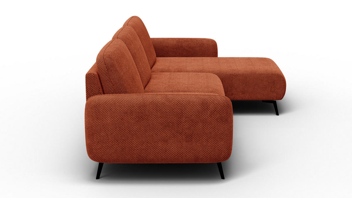ECKSOFA FEBE 4-Sitzer rechts, dunkelorange - Dunkelorange/Schwarz, Holz/Textil (264/157cm) - Courtois Laville