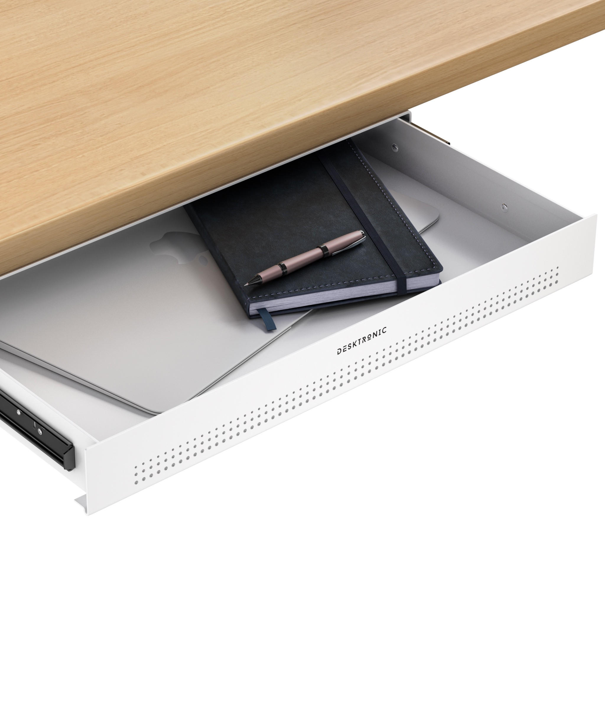 SCHUBLADEN-ORGANIZER unter dem Schreibtisch, 41x27x5cm Weiß - Weiß, Metall (41/27/5cm) - Desktronic