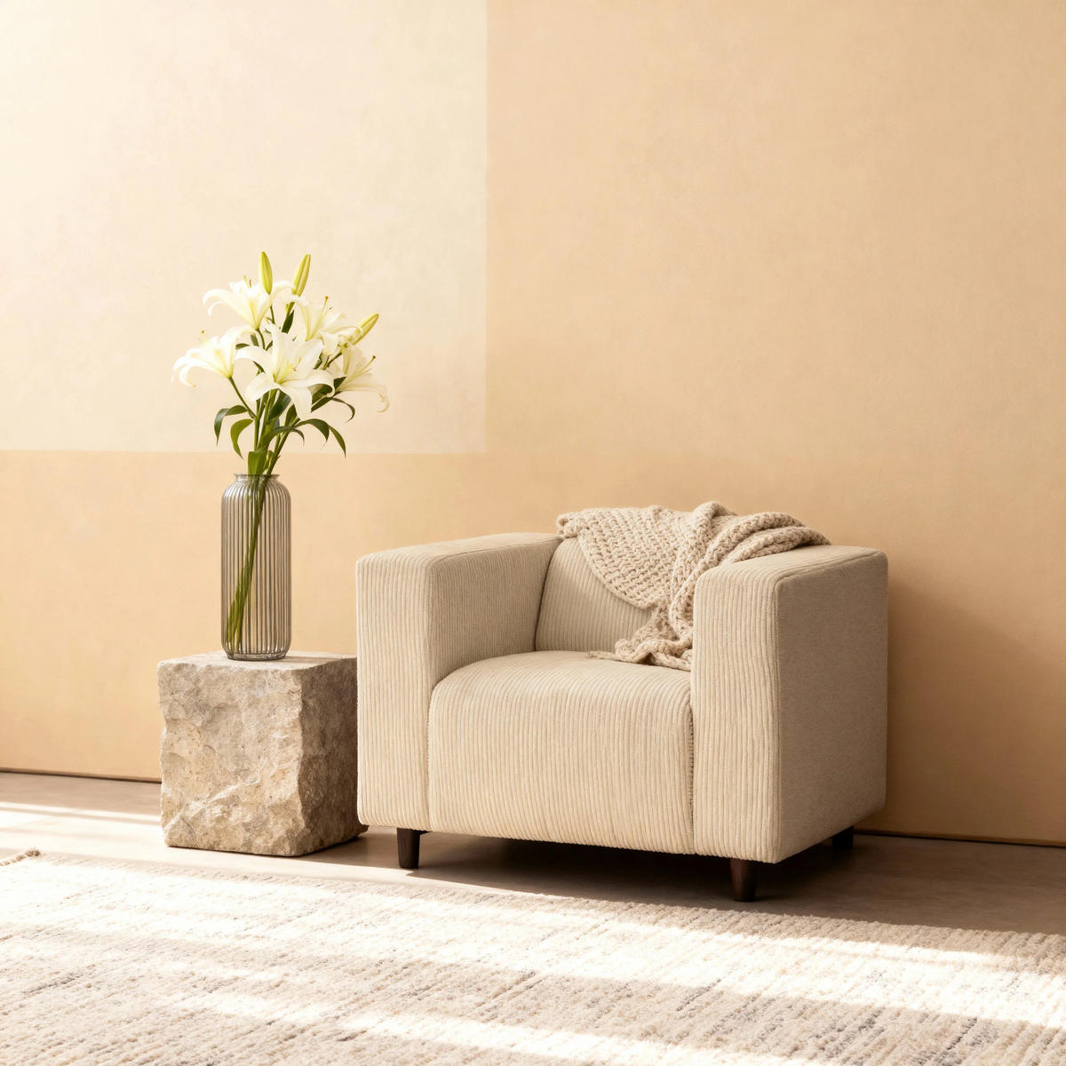 SESSEL July Grün 95 × 80 × 57 cm - Grün, Textil (95/57/80cm) - Pillovely