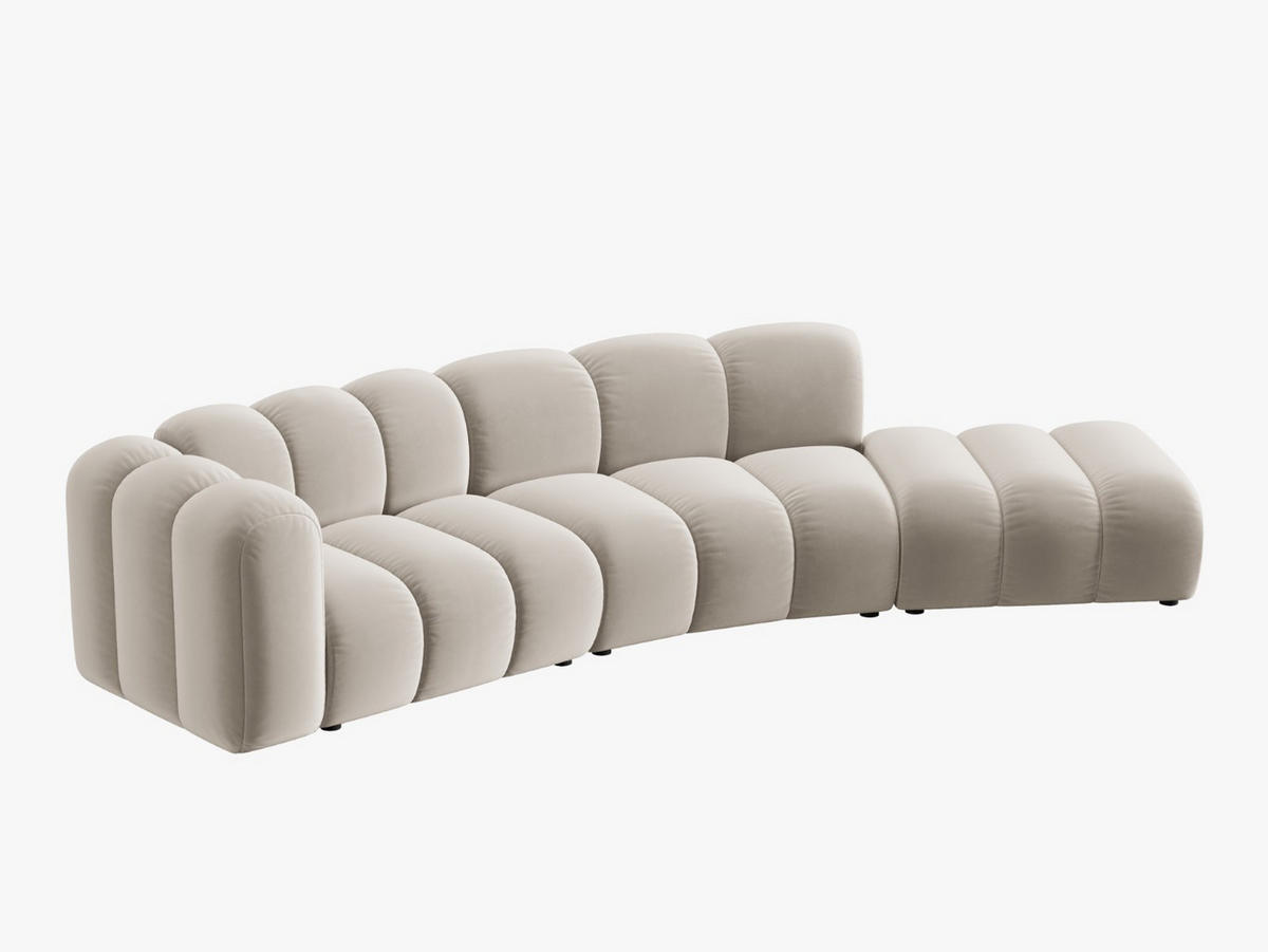 SOFA modular rechts Lupine aus Samt beige 5 Sitzplätze - Beige, Textil (166/70/335cm) - Micadoni