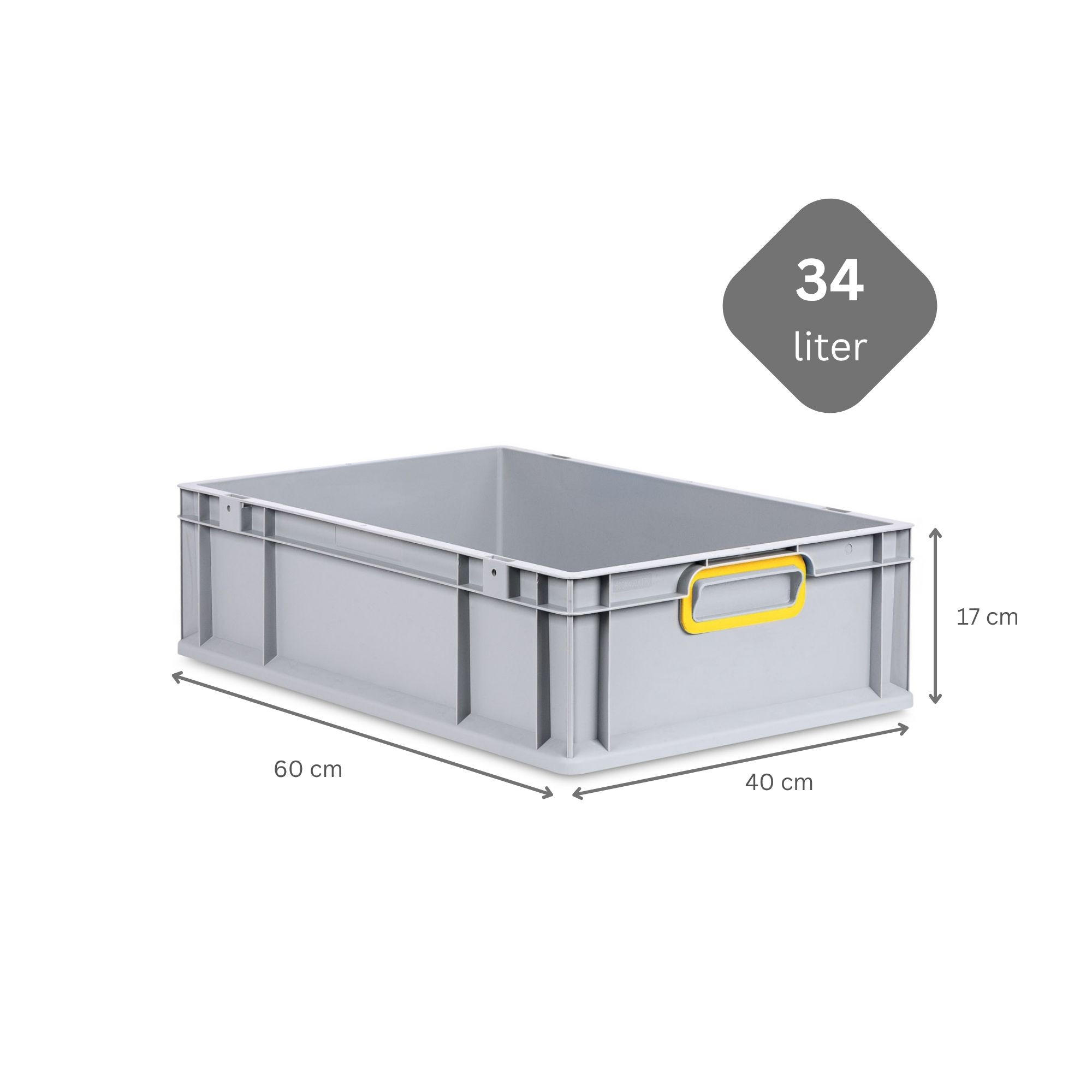 EUROBOX Nextgen Color 17x40x60cm 34 Liter Griffe Gelb Geschlossen - Gelb, Kunststoff (40/17/60cm) - PROREGAL