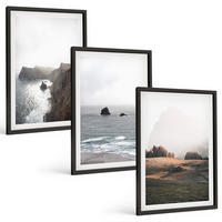 BILDER SET 3er Set - 40x60 cm Schwarzer Rahmen - Landschaften aus Bergen und Meer - Schwarz, Kunststoff (40/60cm) - TULUP