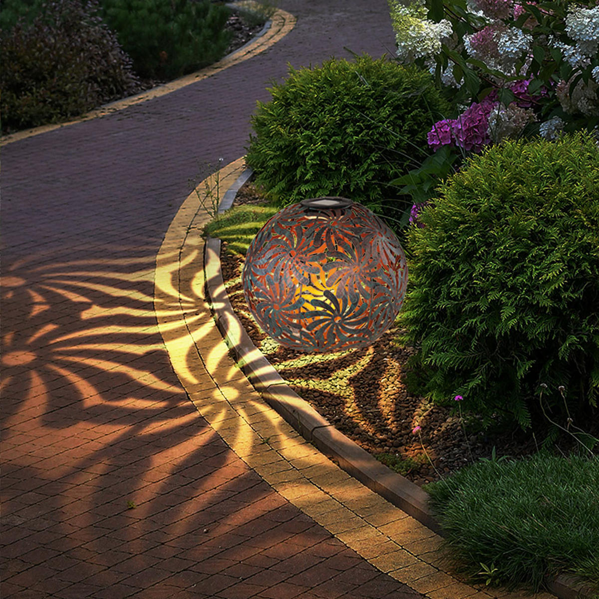 LED AUSSENLEUCHTE Kugel Antik-Gold - Goldfarben, Metall (26/26/37cm) - Globo Lighting