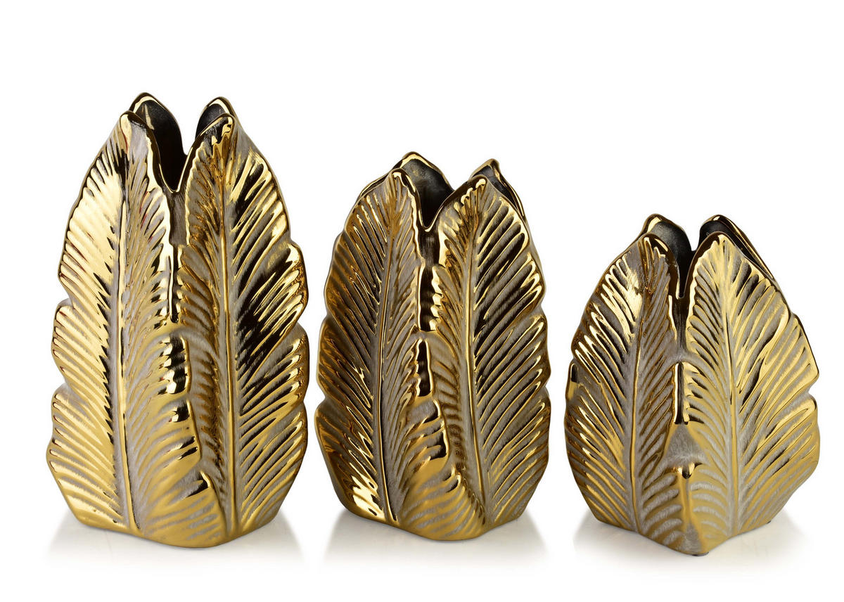 VASE Yarine Gold Gold 8/10/23cm Keramik - Goldfarben, Keramik (30cm) - Mondex