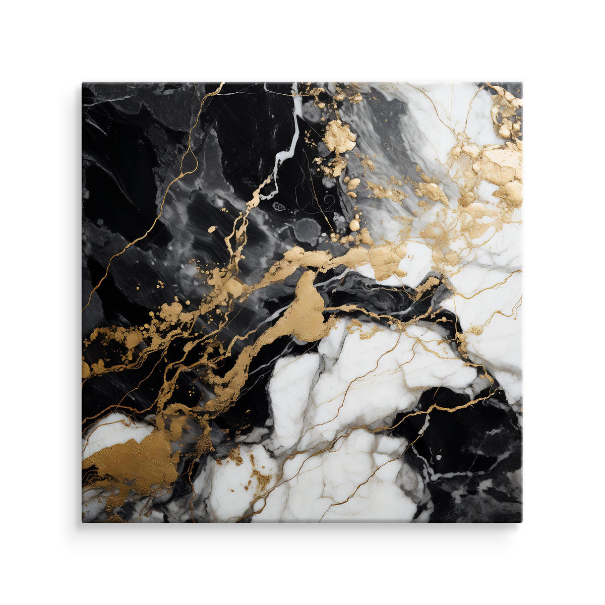LEINWANDBILD Marmor Muster Abstraktion Glamour 70x70 - Beige/Schwarz, Textil (70/70cm) - Muralo