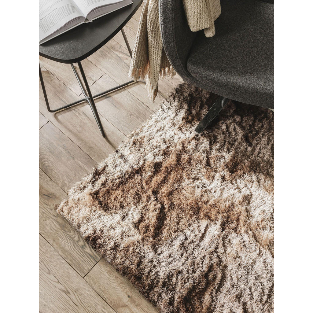 Thumbnail - benuta Nest Hochflorteppich, Hellbraun, Textil, Beton Optik, Quadratisch, 200x200 cm, wasserabweisend, Teppiche & Böden,...