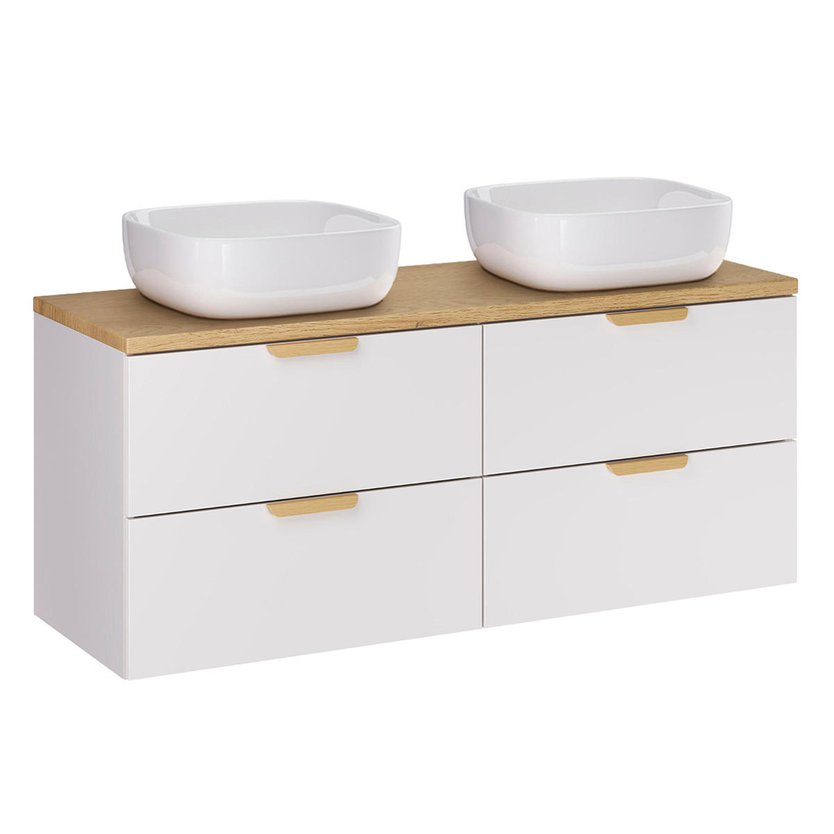 BADMÖBEL 120.6cm Oria 2er-Set Weiß - Weiß, Holzwerkstoff (120.6/50/46.5cm) - Petits-meubles